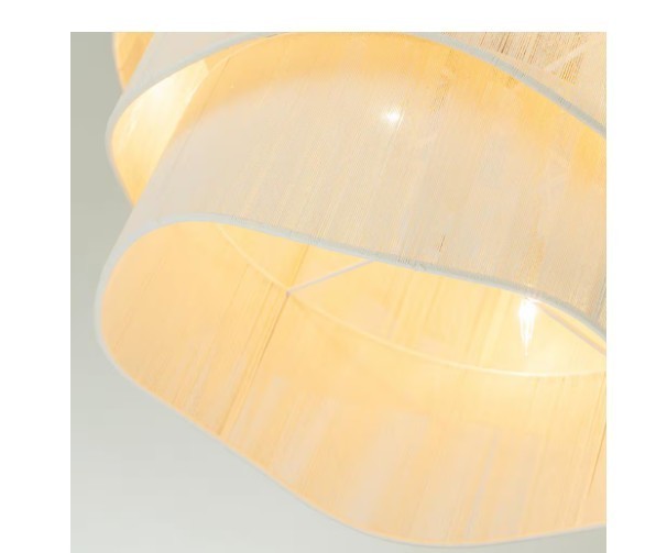 RRTYO Knuth 6-Lt 3-Tiered Modern Drum Handwoven Ivory Rope Fabric Chandelier