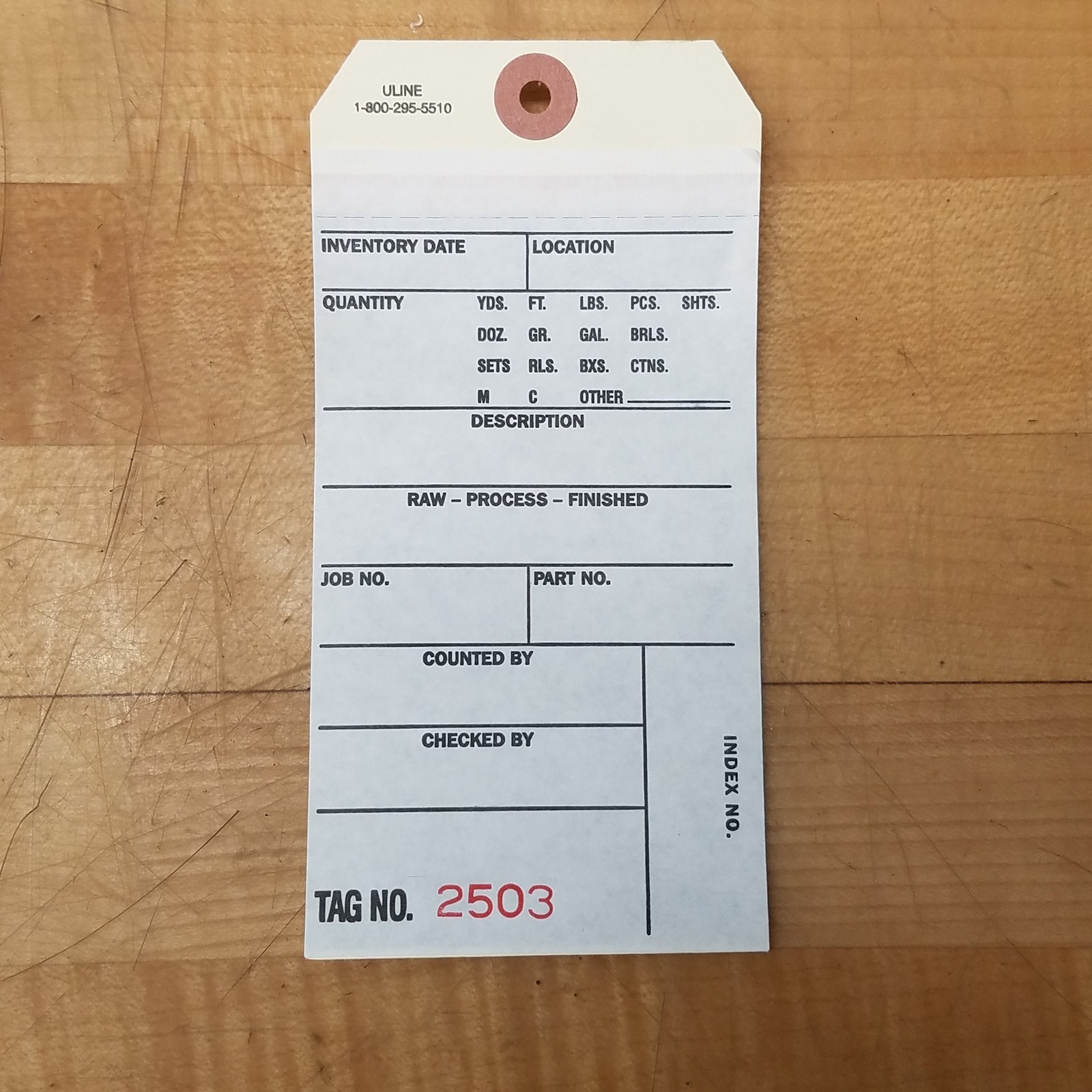 Uline S-7228, 2 Part Inventory Tag With Adhesive – NEW
