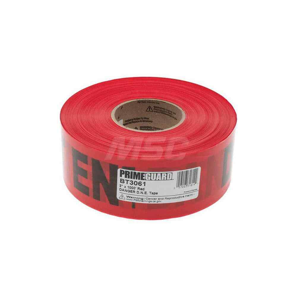 1,000′ Long x 3″ Wide Roll, Polyethylene, Black & Red Barricade Tape