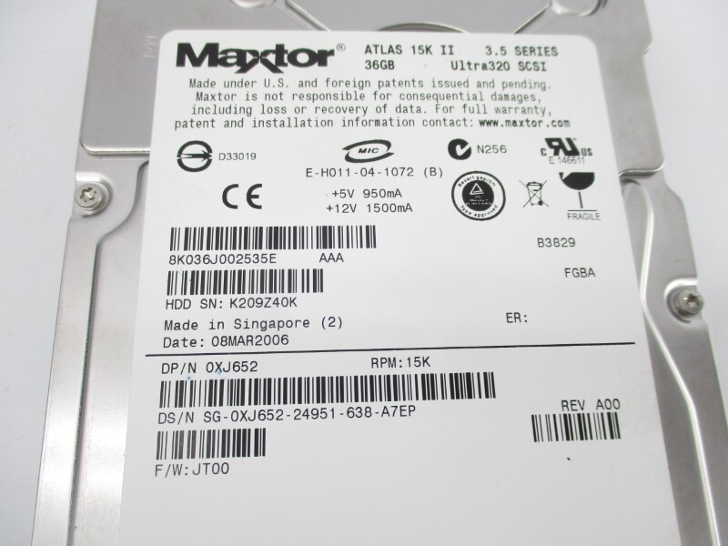 MAXTOR 0XJ652 SER. 3.5 F/W JT00 NSNP