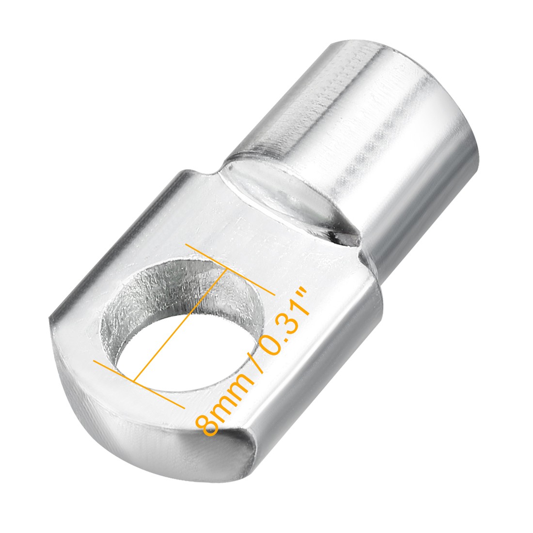 Gas Spring End Fitting M8 Female Thread 8mm Hole Dia A3 Steel Silver Tone 2Pc