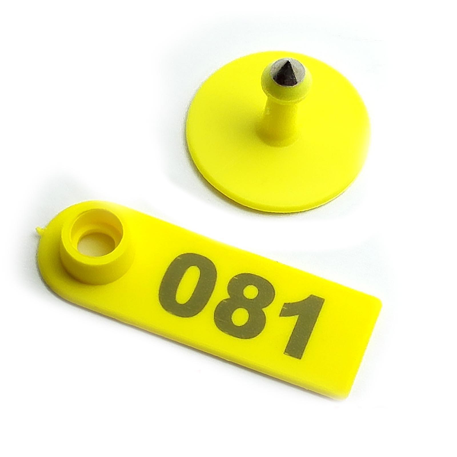 100x Yellow 001-100 Number Plastic Livestock Ear Tag For Goat Sheep