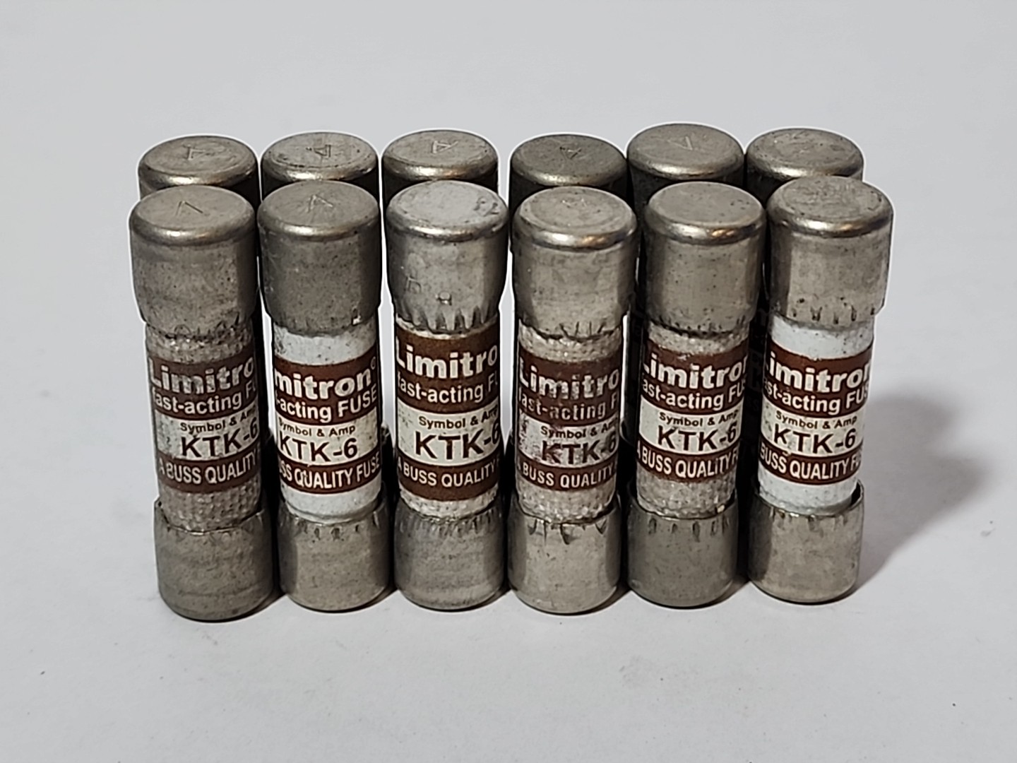 (Lot Of 12) Limitron Fast-Acting Fuse KTK-6 600V