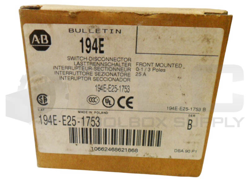 NEW ALLEN BRADLEY 194E-E25-1753 /B DISCONNECT SWITCH 25A