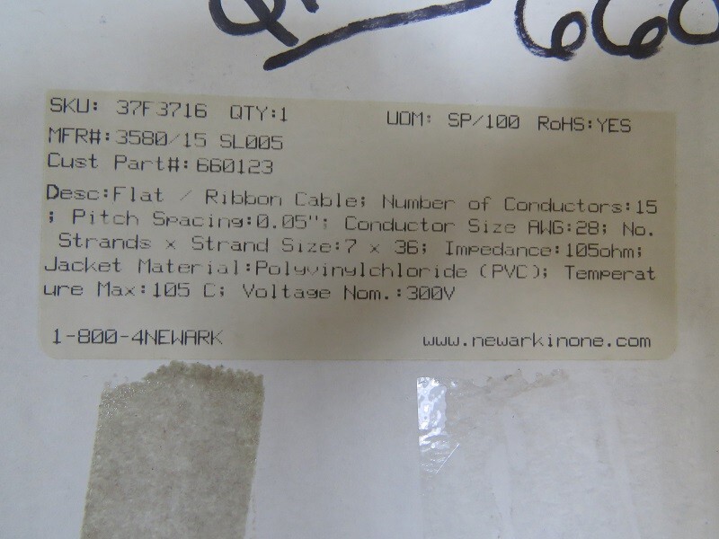 Alpha wire 3580/15 SL005 Qty of 75 per Lot Flat Ribbon Cable Gray 15 Conductors