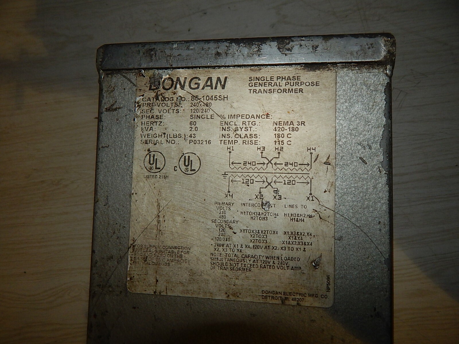 Dongan 85-1045SH Single Phase General Purpose Transformer *FREE SHIPPING*