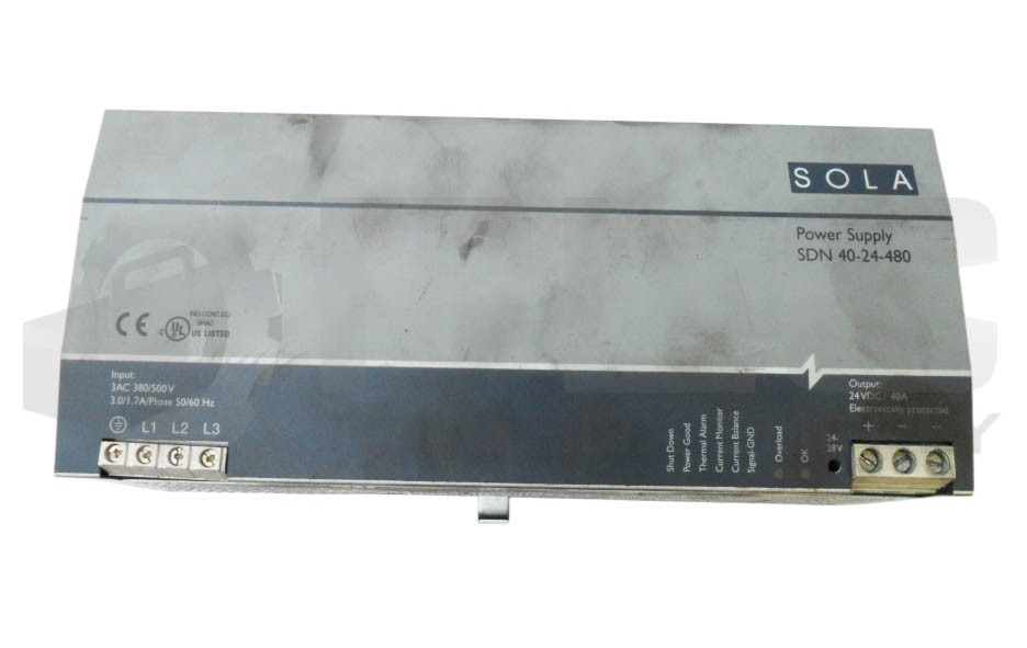 SOLA SDN 40-24-480 POWER SUPPLY 380-500VAC 3.0/1.7A 50/60HZ 24VDC