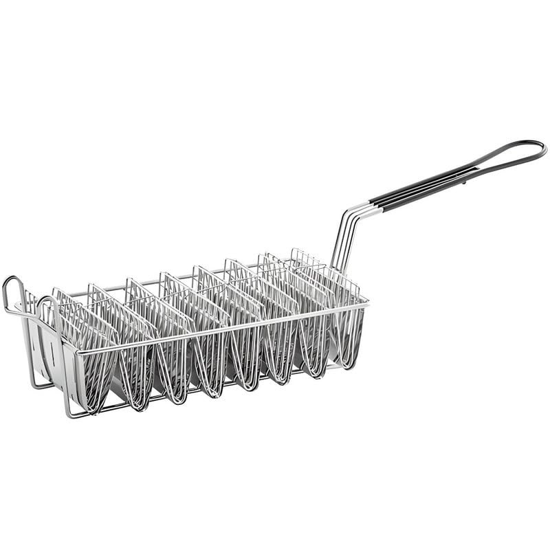 OCS Parts 8-Slot Taco Fryer Basket | 12″ x 6 1/2″ x 4 1/2″ Nickel-Plated Steel