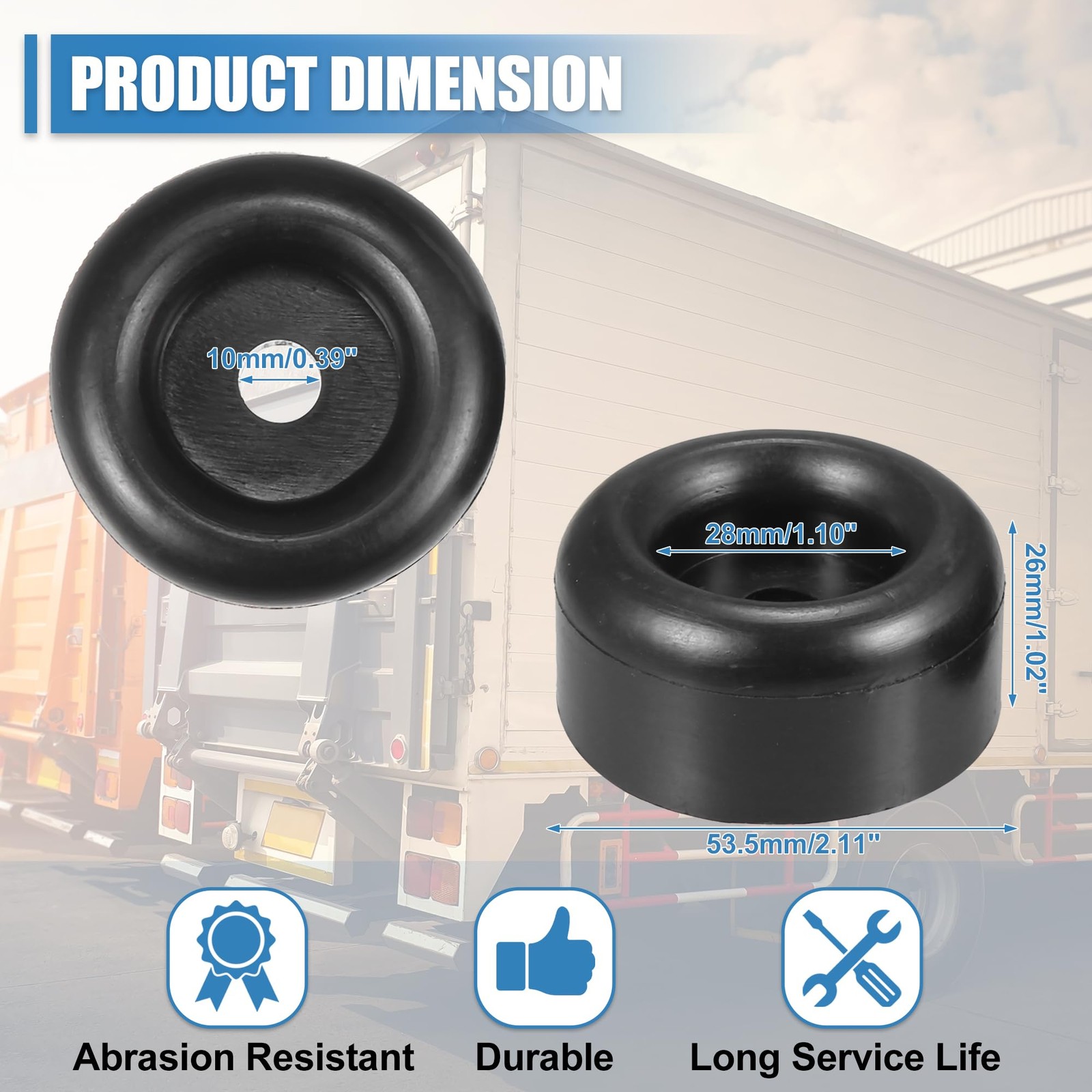 3pcs 2.11″ Round Rubber Feet Bump Stops Guard for Cargo Trailer Truck RV Door…