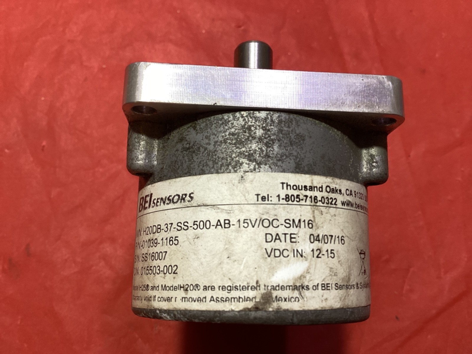 BEI Sensors H20DB-37-SS-500-AB-15V/OC-SM16 Rotary Incremental Encoder – Used