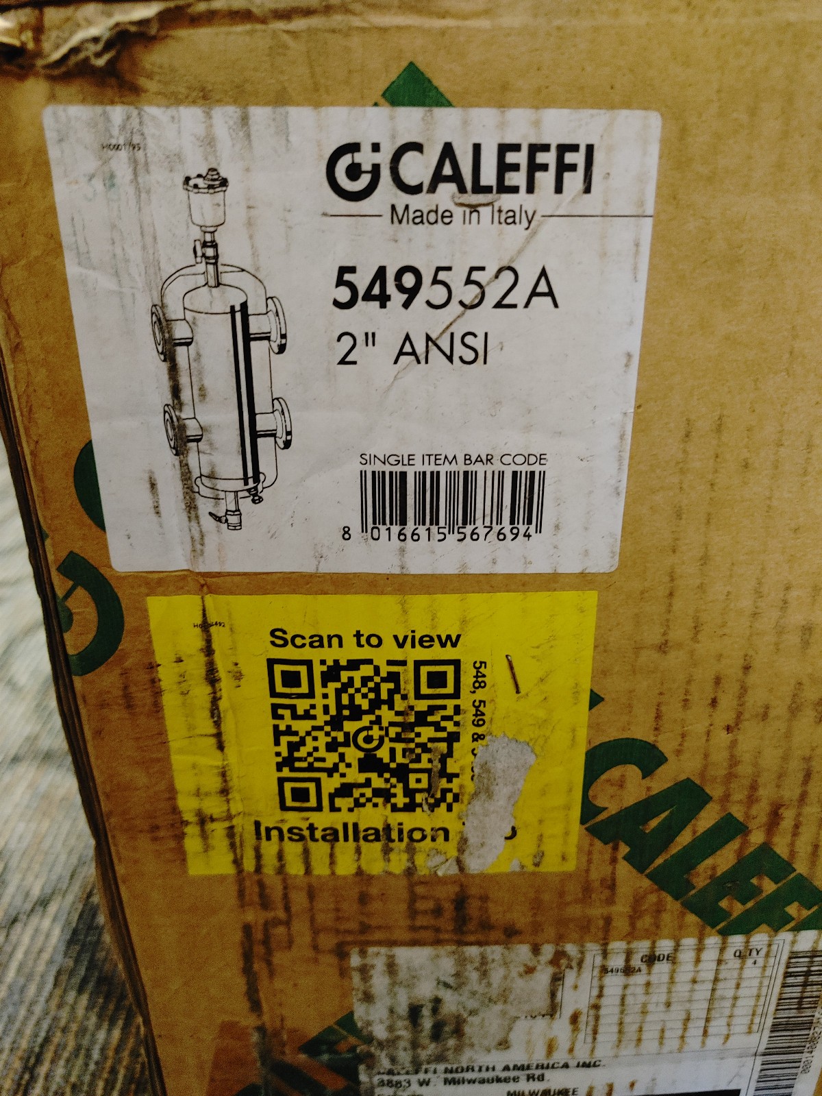 Caleffi 549552A SEP4 2″ ANSI Flange New-Worn Box