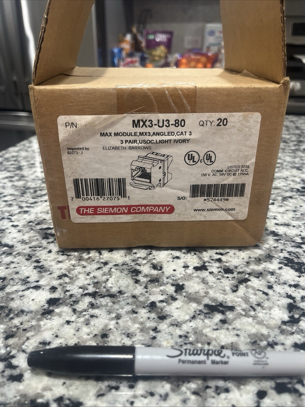 Siemon Company MX3-F-U3-80 Max Module Angled, CAT 3, Light Ivory KIT