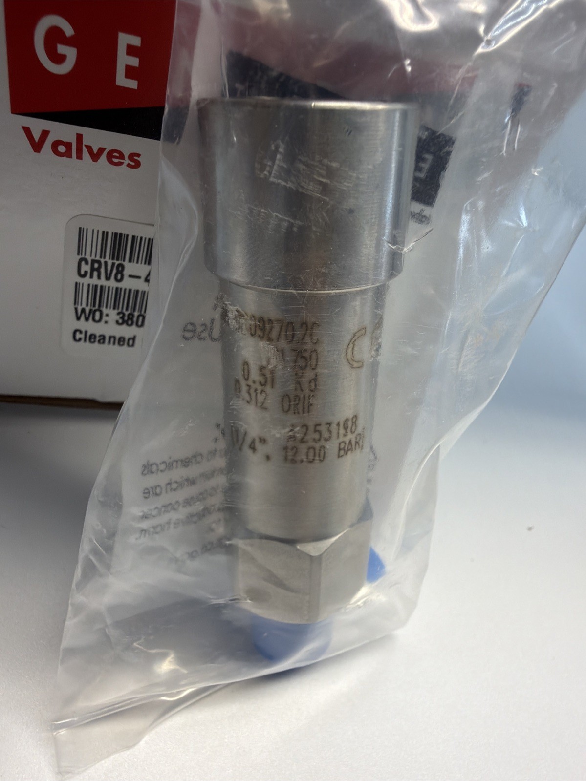 NEW Generant CRV8-4-K-174 SS Cryogenic Relief Valve 1/2″ FNPT X 1/4 MNPT 174 PSI