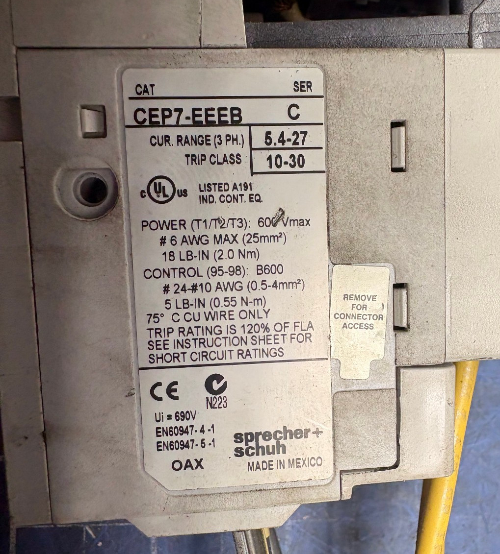 SPRECHER+SCHUH CA3-9-10 CONTACTOR 110/120V COIL W/CEP7-EEEB SER C*SEE PICTURES*