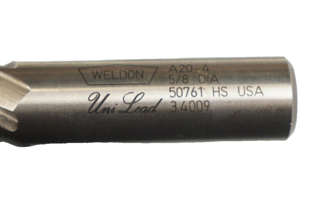 WELDON ENDMILL 5/8″ DIA UNILEAD 50761 A20-4 3.4009 HS ENDMILL TOOL