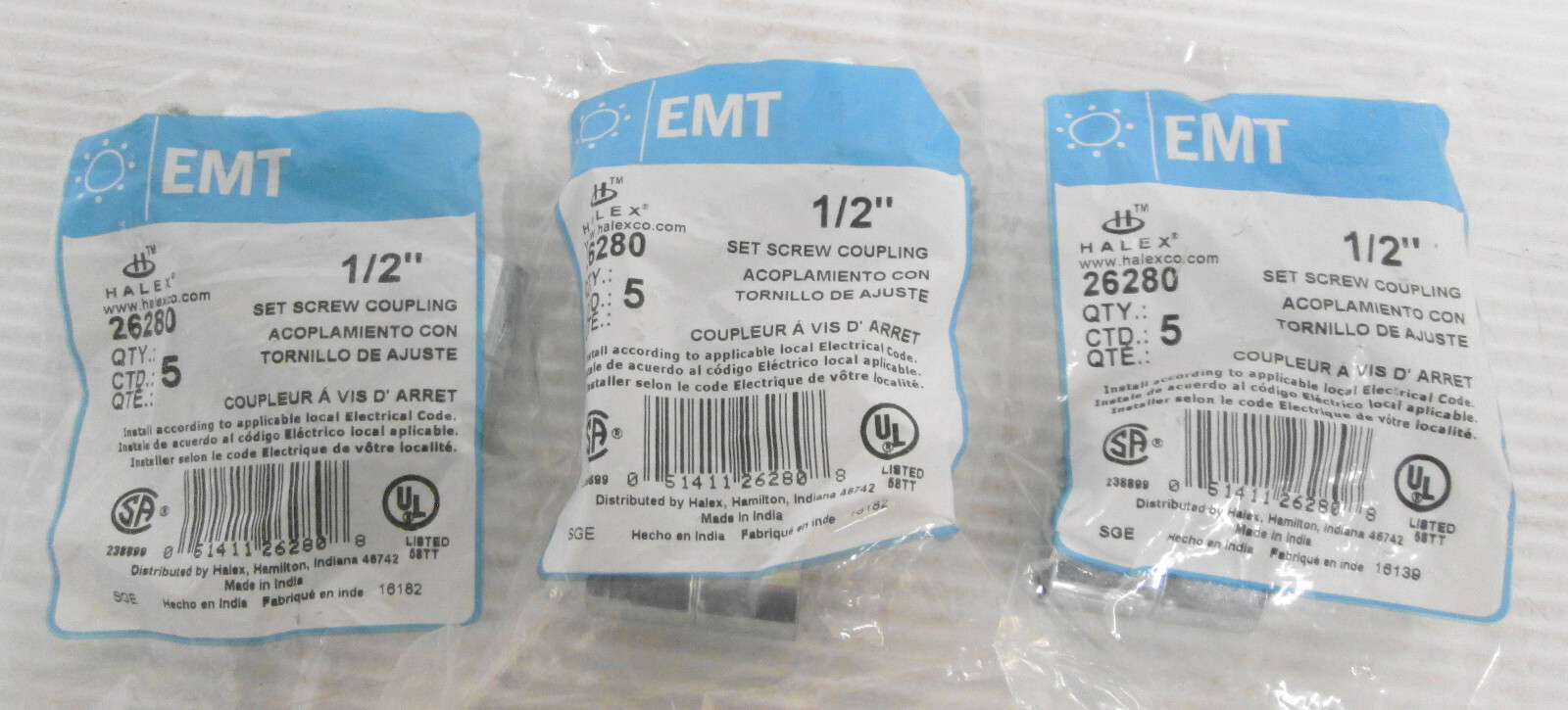 Halex EMT 26280 Set Screw Coupling 1/2″ (Lot of 15)