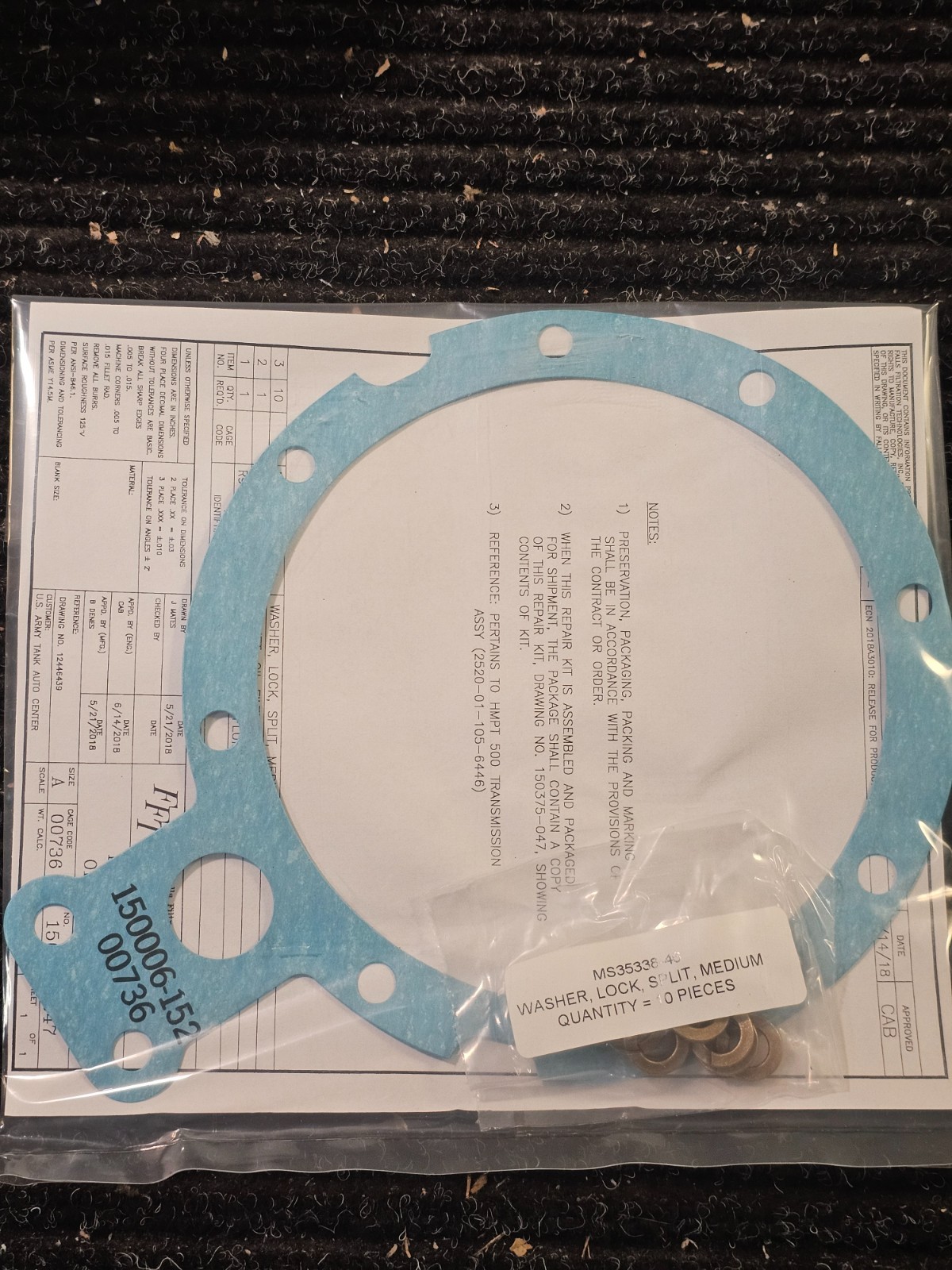 Vehicular Maintenance, Fuel Filter, Separator, Washer Lock 4910-01-461-2809