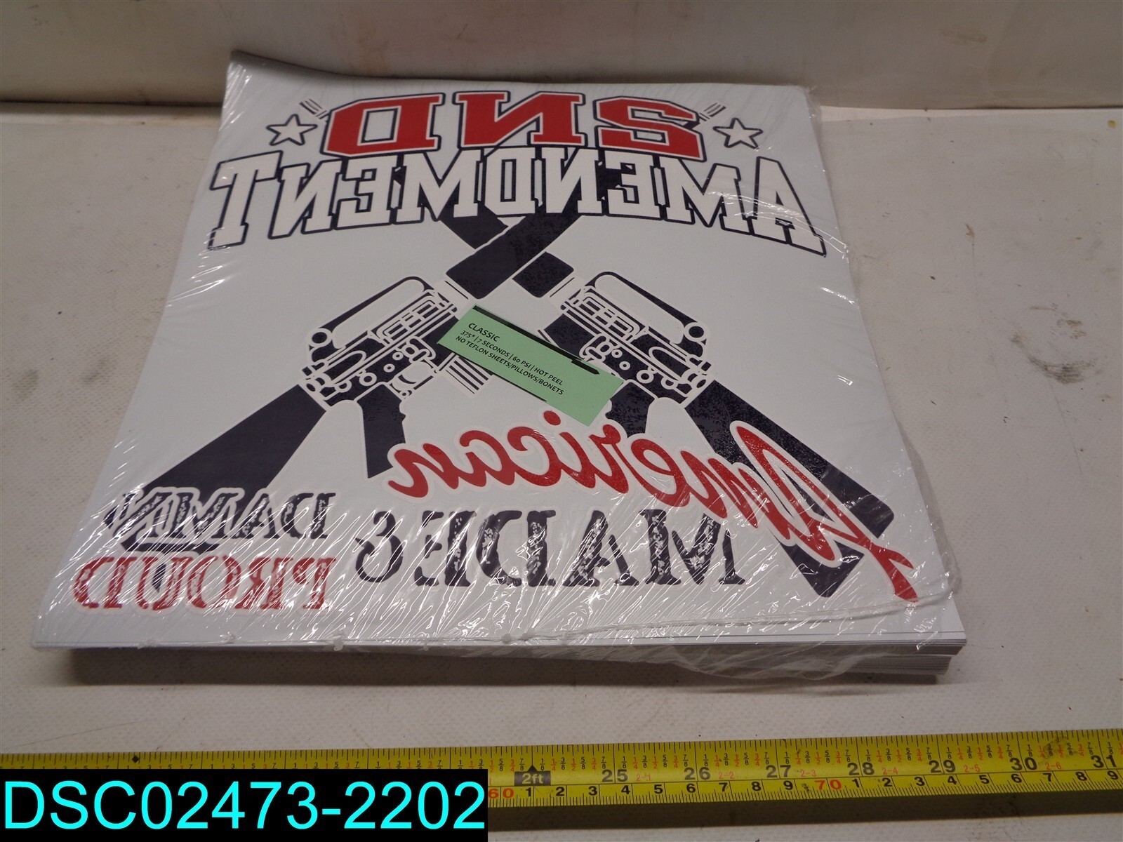QTY=550: American Flag 1776 THE 2ND AMENDMENT Heat Transfer