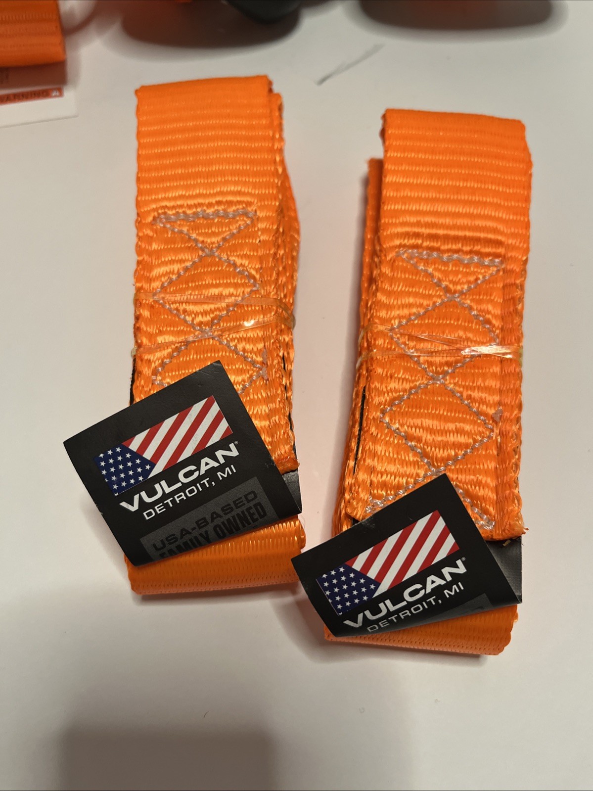 2-Pack VULCAN 1.6 in. x 8 ft. Safety Orange Ratchet Strap & Loop Tie Down Kit