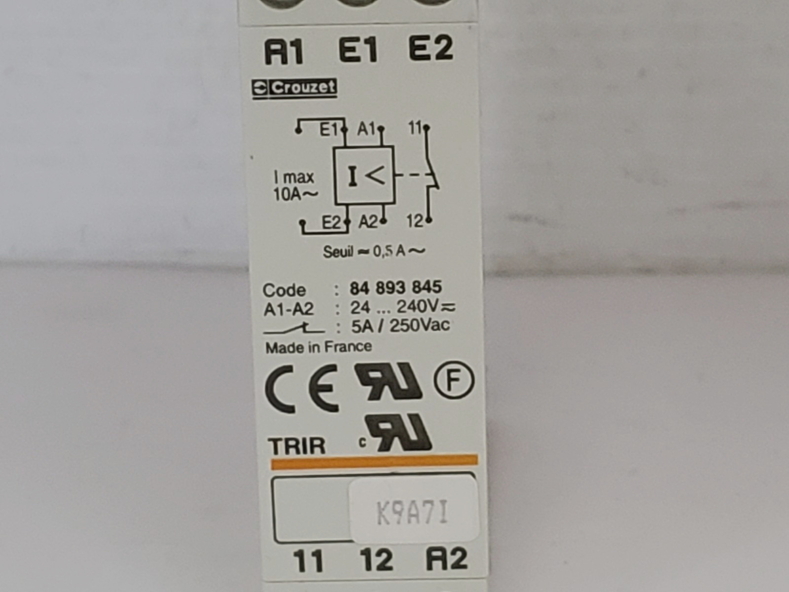 CROUZET TRIR TIME RELAY CURRENT CONTROL 24-240V 5A-250VAC