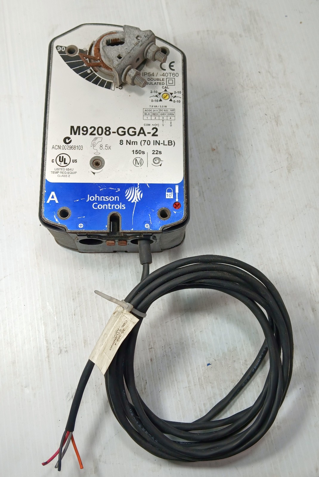 1 USED JOHNSON CONTROLS M9208-GGA-2 SPRING CONTROL ACTUATOR ***MAKE OFFER***