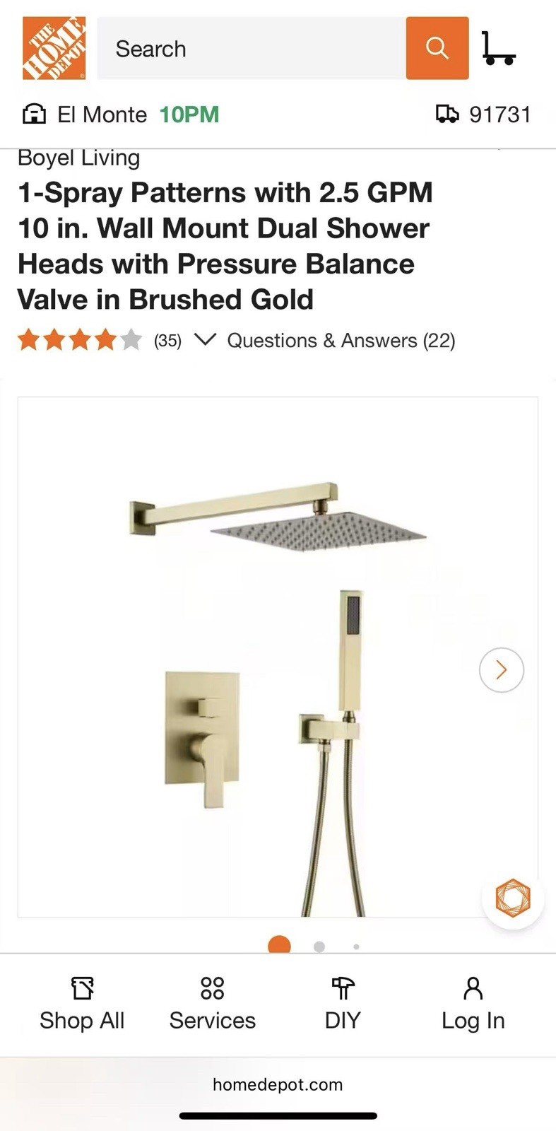 1-Spray Patterns with 2.5 GPM 10 in. Wall Mount Dual Shower Heads
