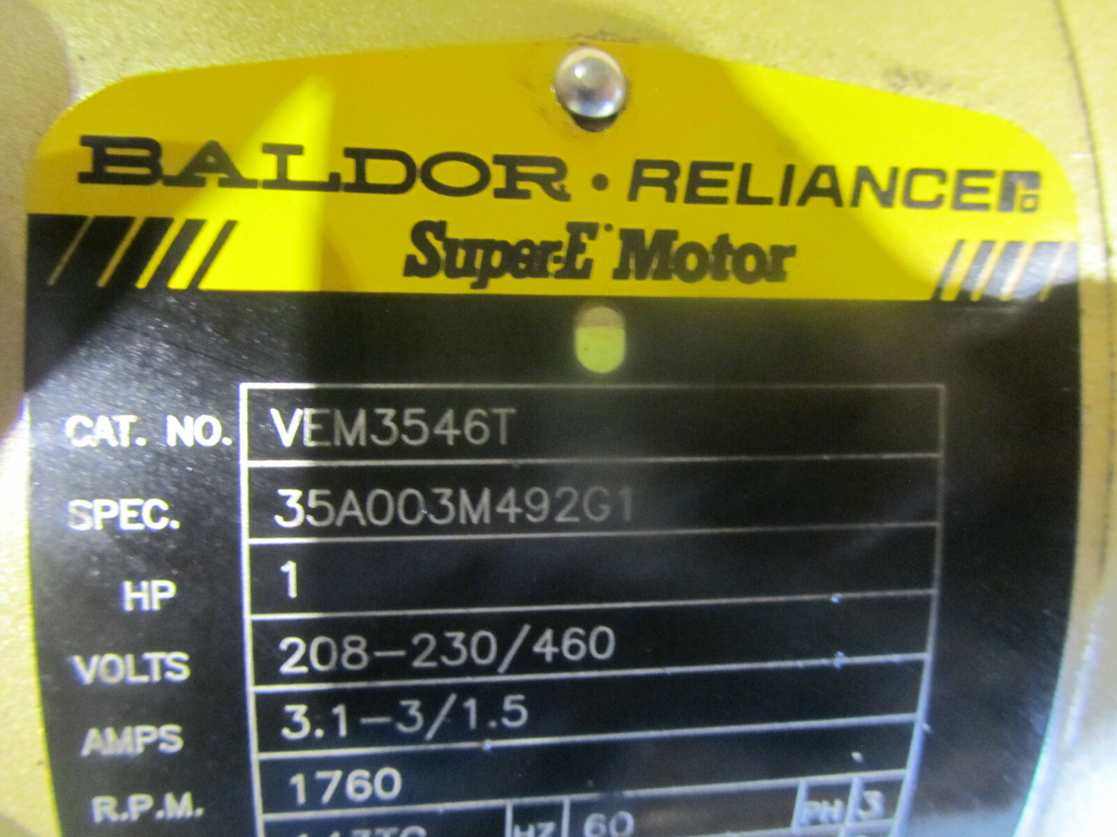 CONE DRIVE B051015.WA6 V1 GEAR REDUCER 15:1 RATIO WITH BALDOR SUPER-E 1HP MOTOR