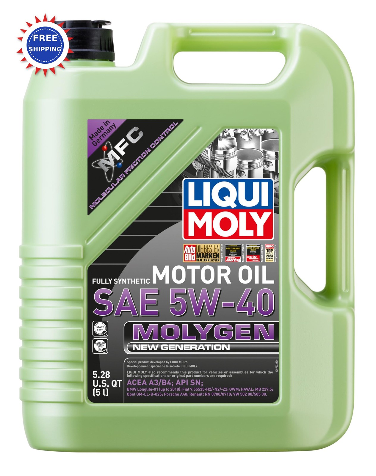 Fully Synthetic Engine Oil LIQUI MOLY Molygen New Generation 5W40 5 L 1 Pack