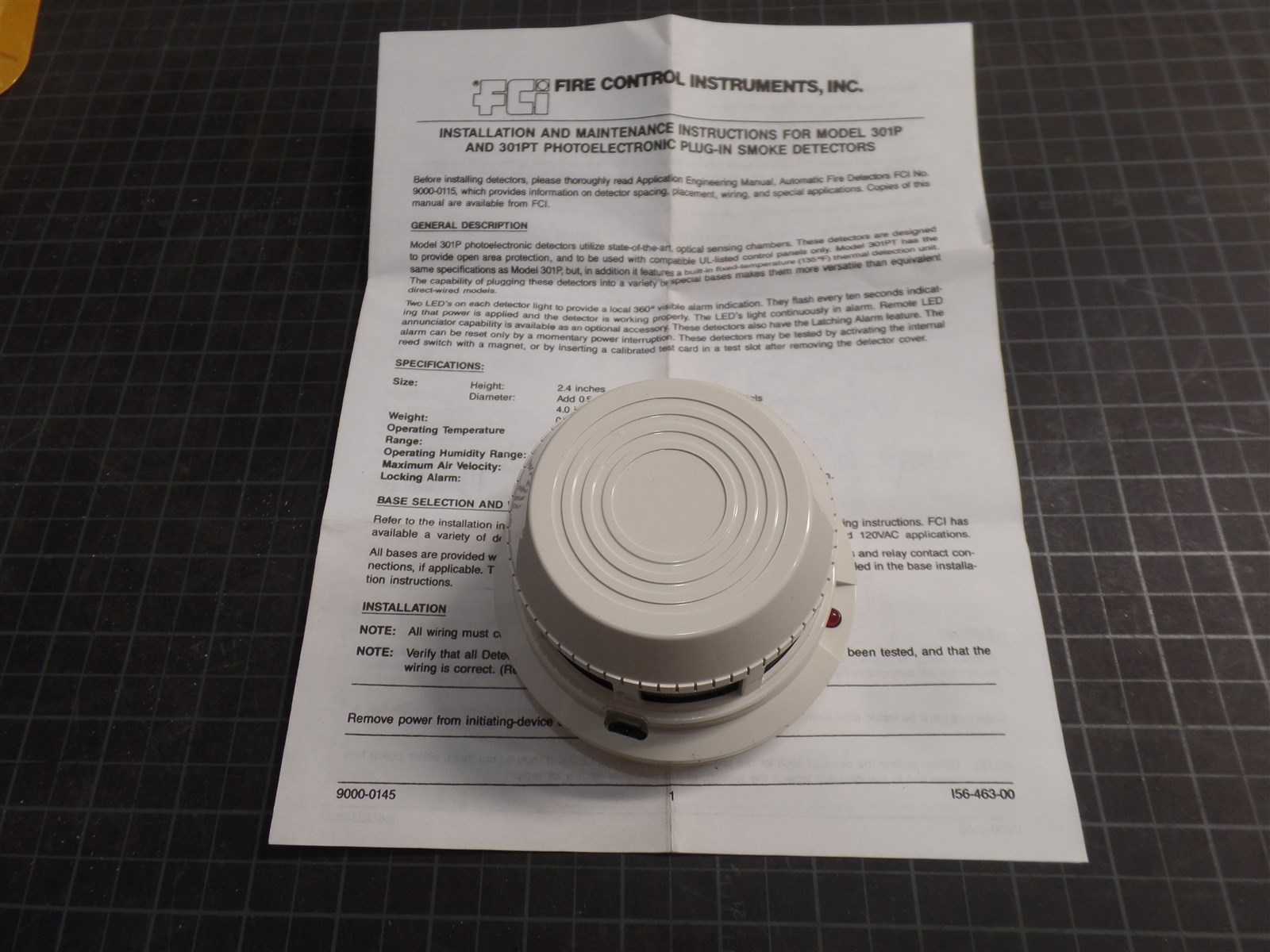 GENUINE FCI 3019 PHOTOELECTRONIC PLUG-IN SMOKE DETECTOR ASSEMBLY, NIB, N.O.S