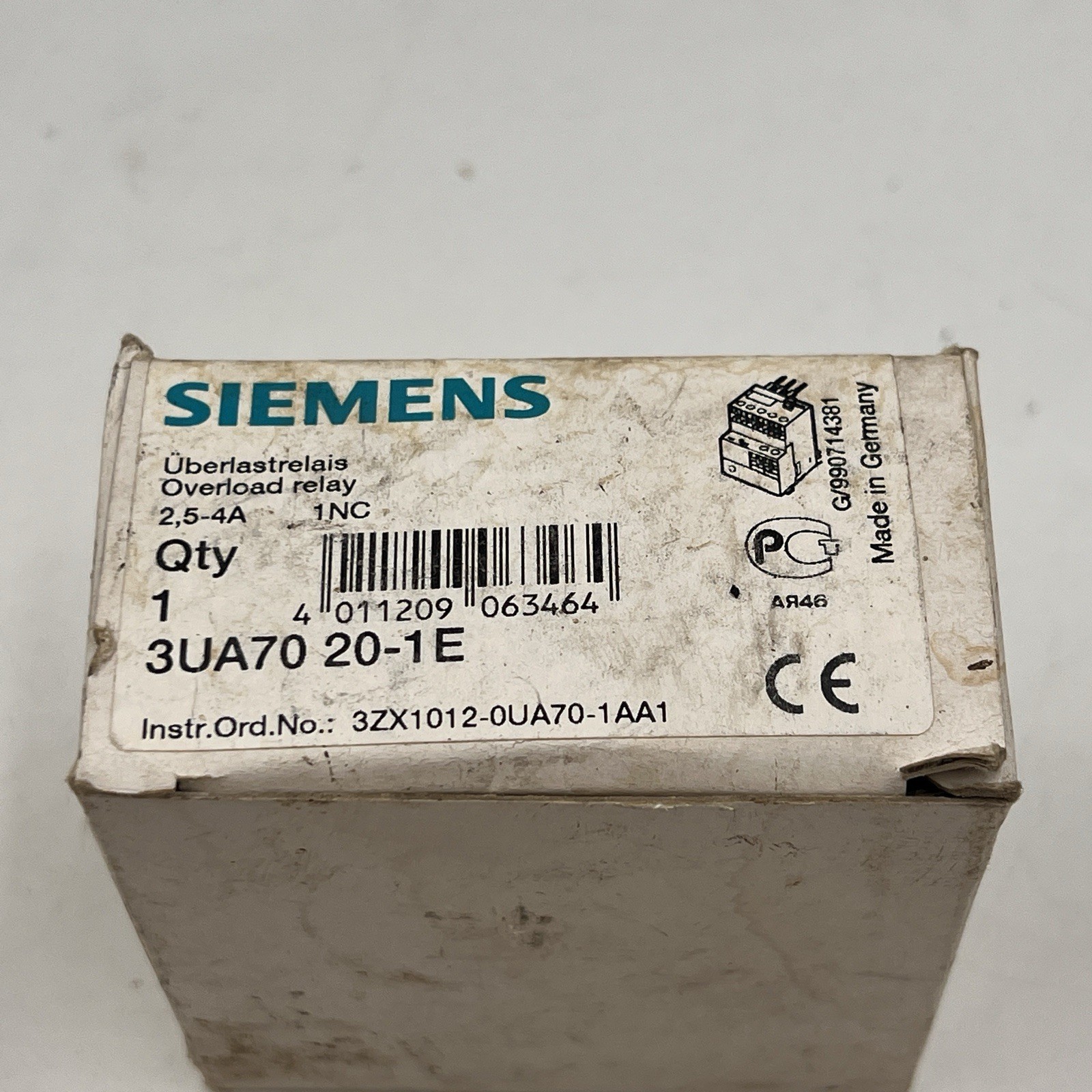 Siemens 3UA70 20-1E, Overload Relay 1 – 1.6A 3UA7020-1A, 3UA79 00-0C