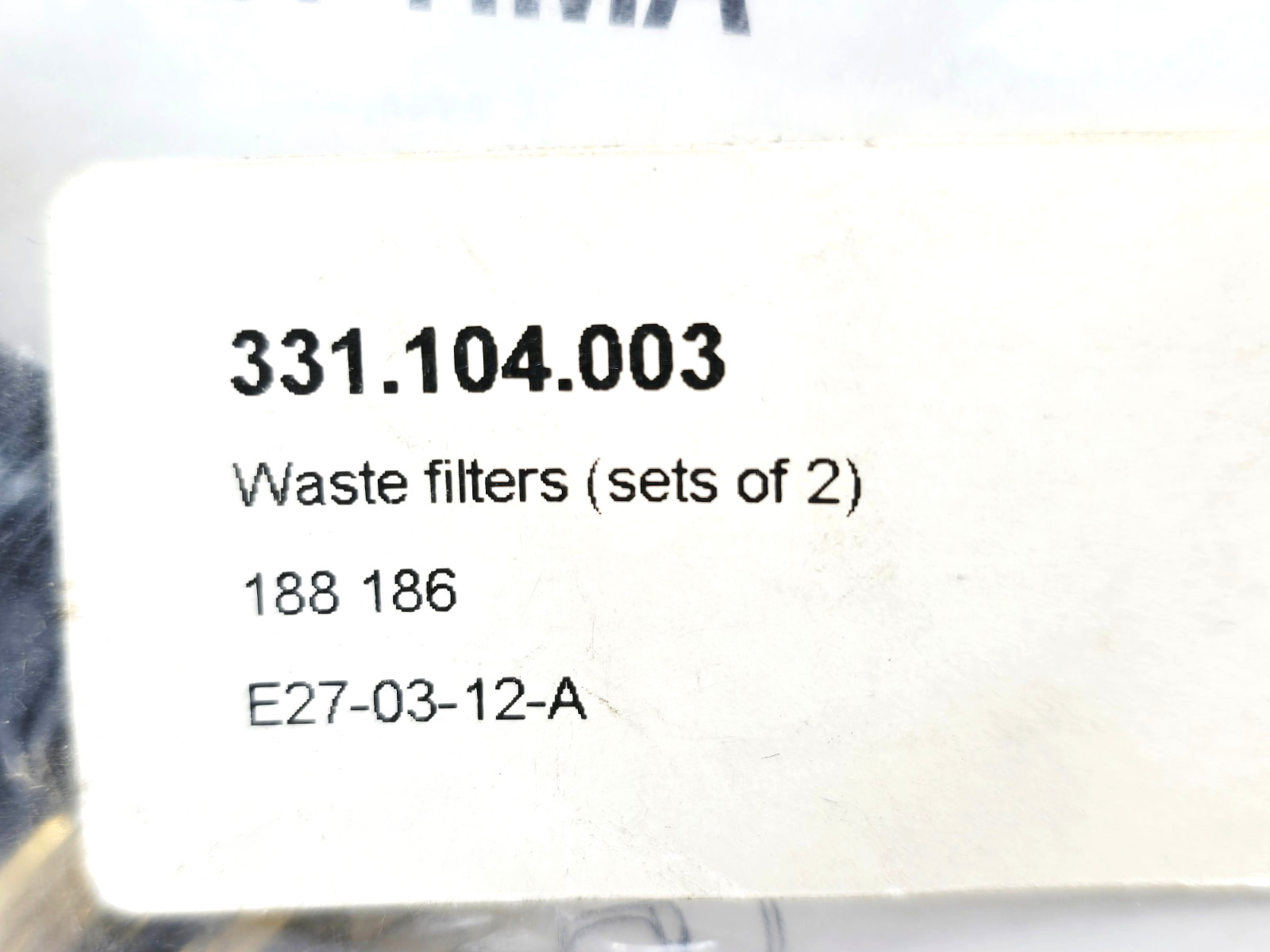 188 186 ORAS OPTIMA 1986-1994 WASTE FILTER SET LOT OF 4 PACK