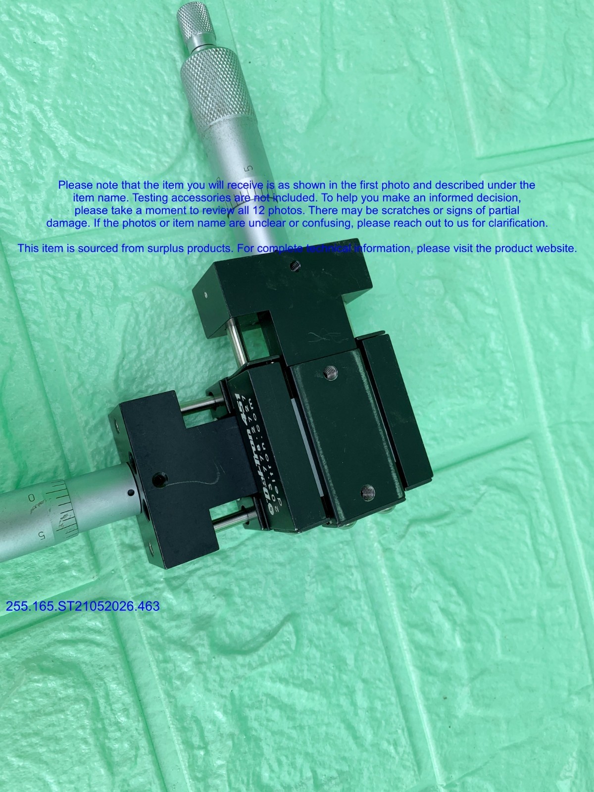 Del-Tron 451 Linear Positioning Stage&Micrometer as in photos, sn:9196, DHL
