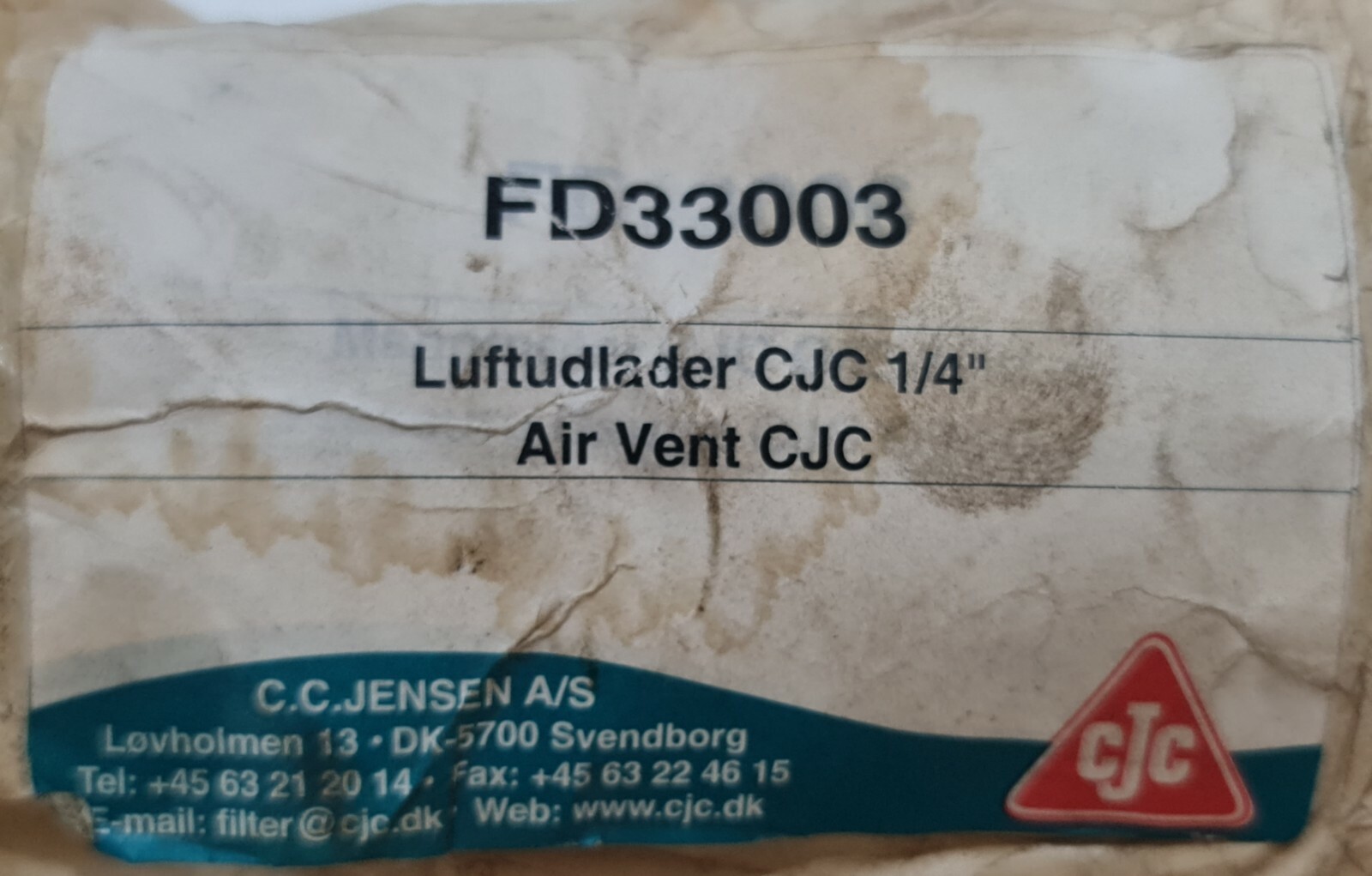 CJC FD33003 7145107TA AIR VENT FOR VACUUM FILTER, 0-6 BAR G 1/4 A