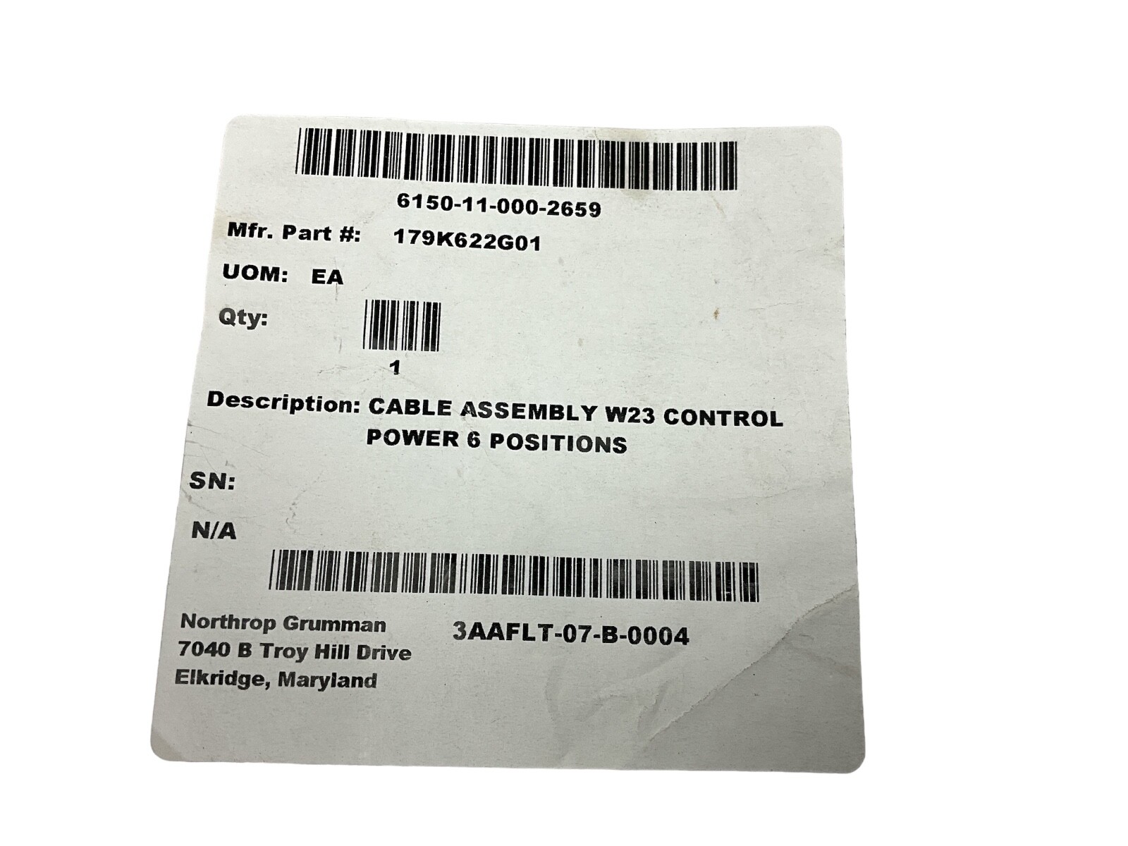 Turck 179K622G01 CABLE ASSY W23 CONTROL POWER 6 POSITIONS