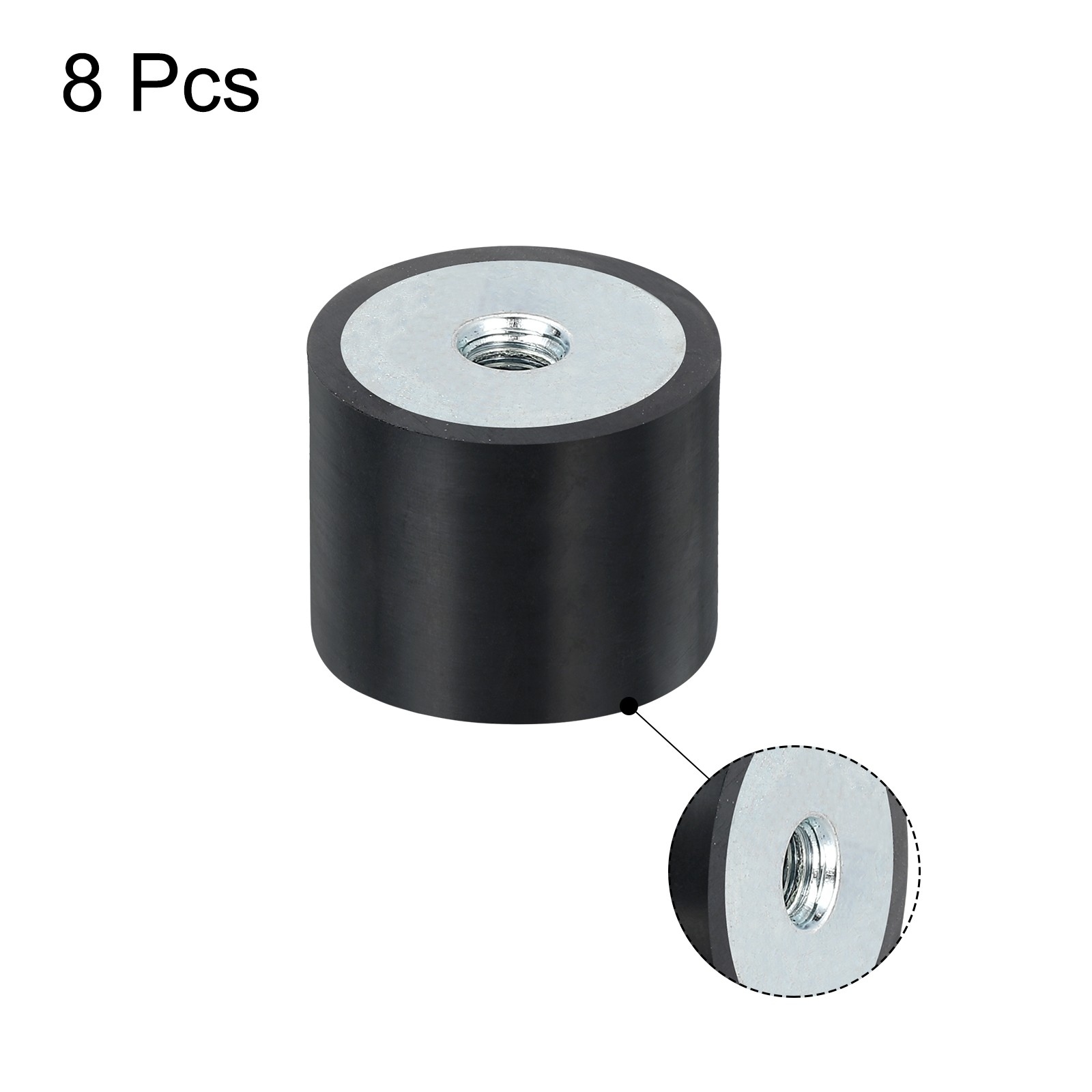 8Pcs 25 x 20mm M6 Thread Female Rubber Mounts, Silent Block Base Block