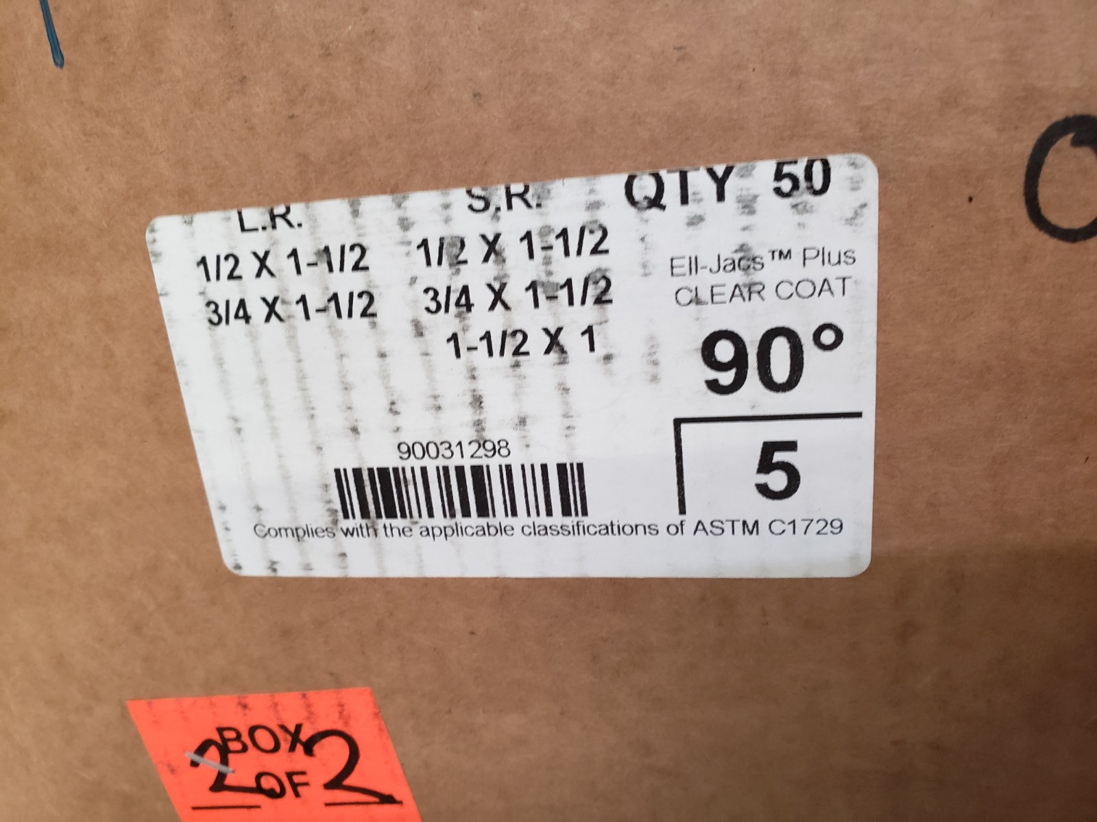 Box of 50 – Johns Manville Aluminum Elbow Covers 1/2 x 1-1/2 And 3/4 x 1-1/2
