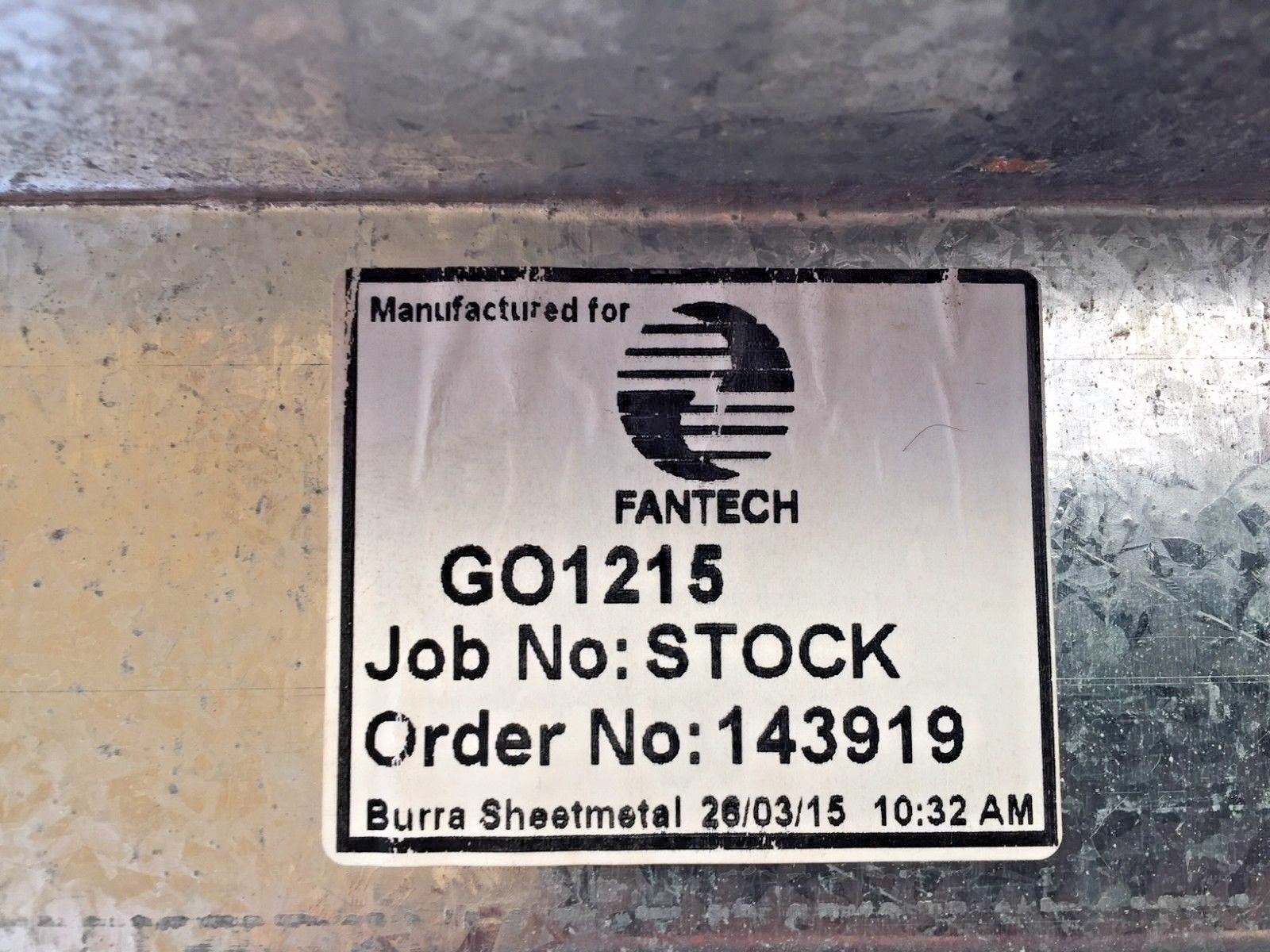 FANTECH Backdraft Damper Shutter for Centrifugal Roof Unit 28x28x6cm Square