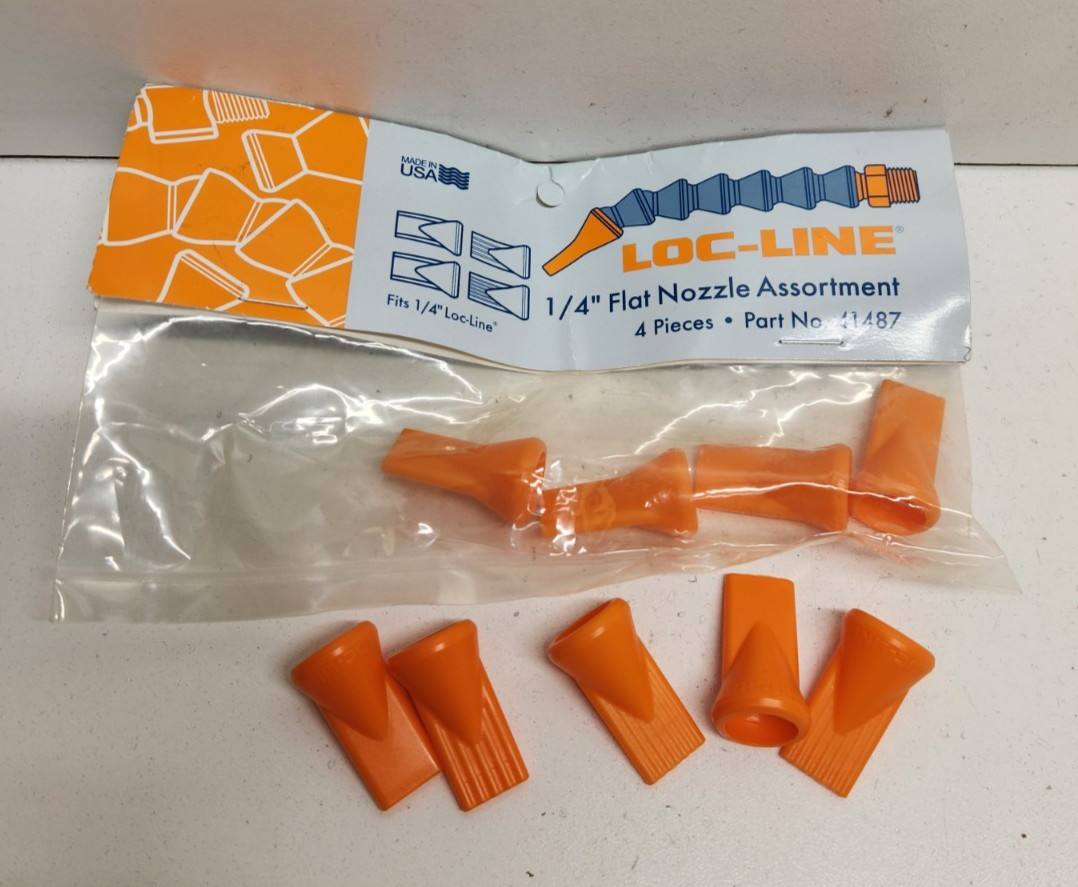 LOT OF 9 NEW IN BAG! LOC-LINE 1/4″ DIA FLAT COOLANT HOSE NOZZLES 41487