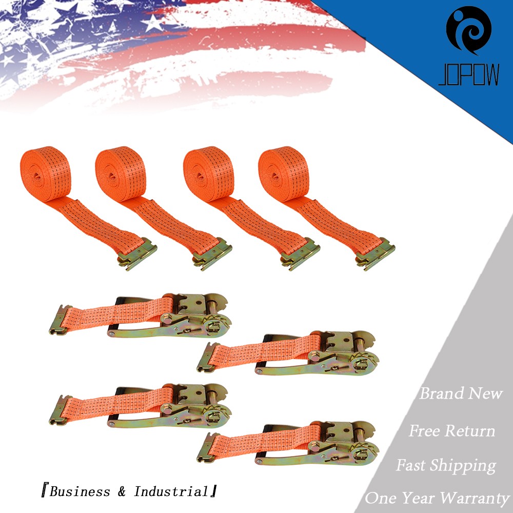 15′ E Track Ratchet Tie Down Strap Truck Trailer Enclosed Cargo Van Straps 4 pc