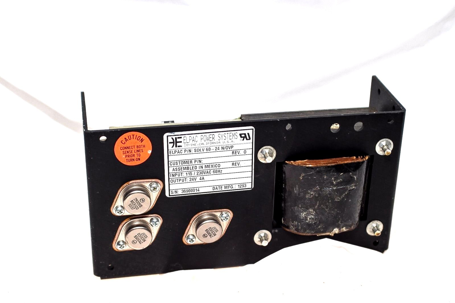 ELPAC SOLV 60-24 N/OVP 115/230VAC 60Hz IN 24VDC 4A OUTPUT POWER SUPPLY NEW (G04)