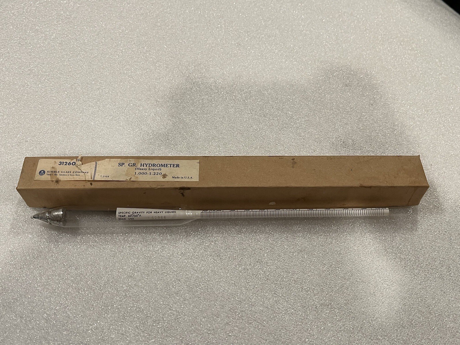KIMBLE GLASS COMPANY 31260 SP. GR. HYDROMETER (HEAVY LIQUID) 1.000-1.220