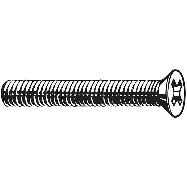 M6-1.00 x 12 mm Phillips Flat Machine Screw, Plain 18-8 Stainless Steel, 100 PK