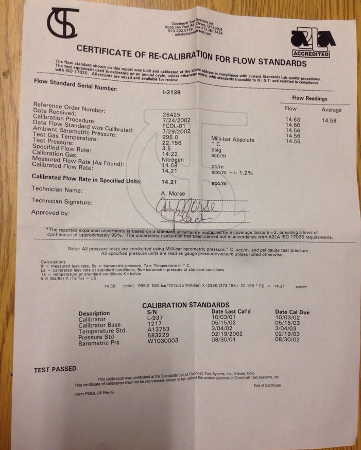 Cincinnati TEST SYSTEMS 420-15.00scc/m-3.5psig-21, EX0I3139, EX0I3135, Lot Of 4
