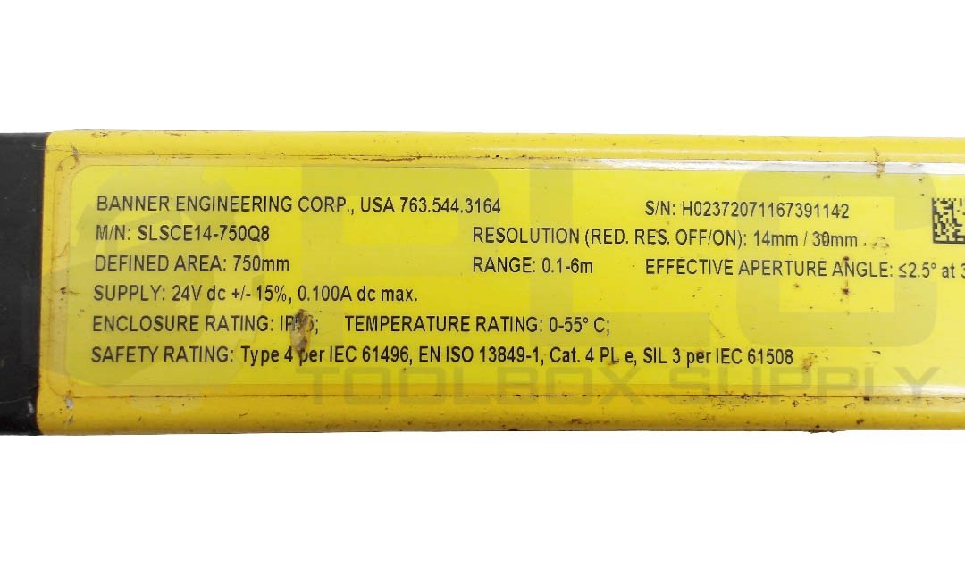 BANNER SLSCE14-750Q8 EZ-SCREEN EMITTER RANGE 0.1-6M DEFINED AREA 750MM
