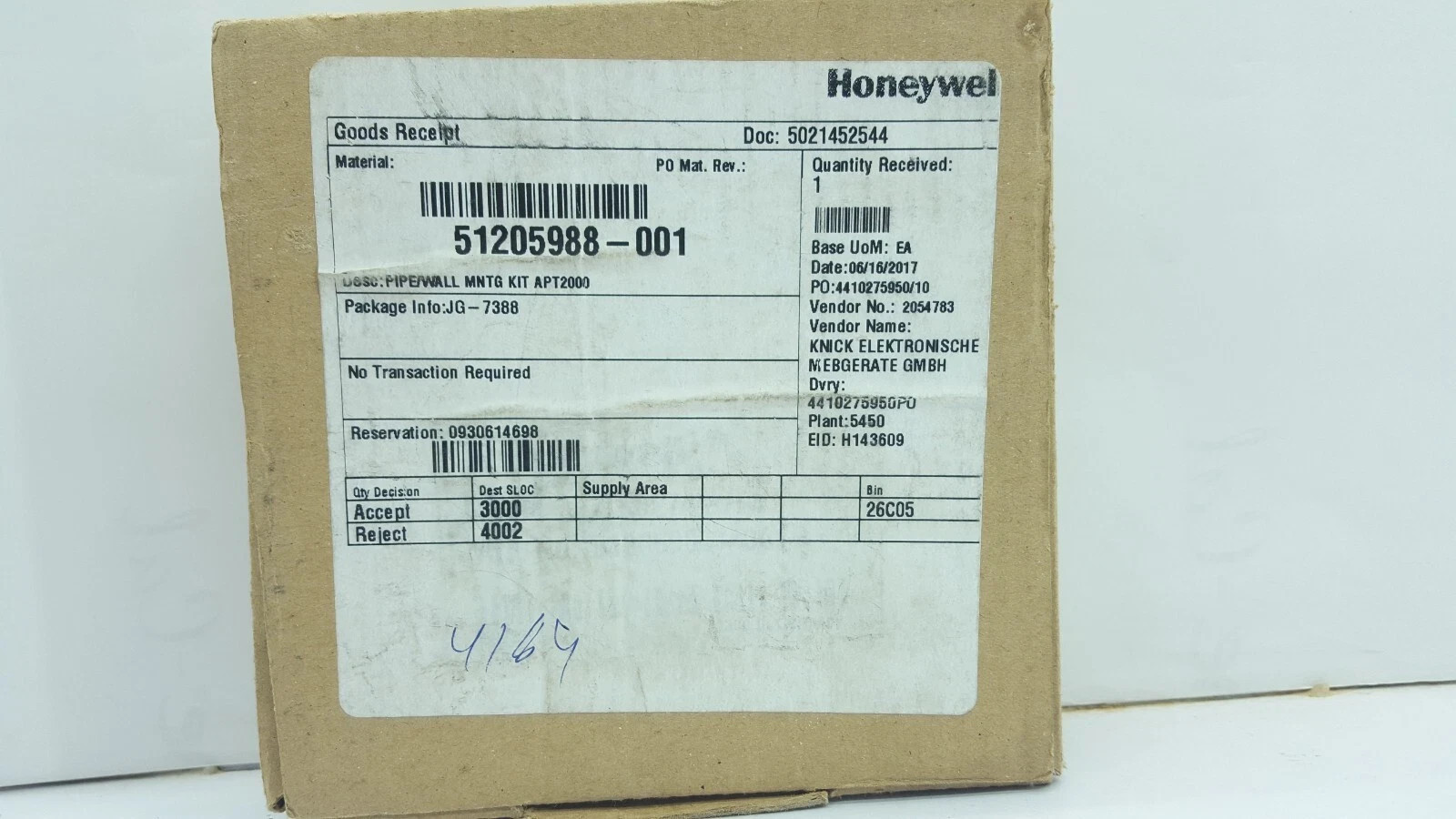 HONEYWELL 51205988-001 PIPE WALL MOUNTING KIT