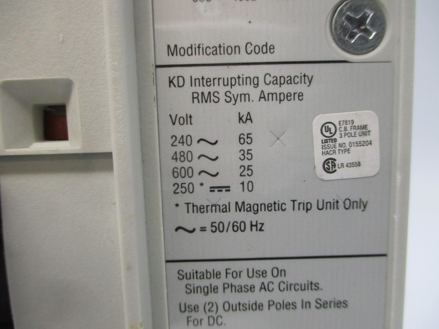 EATON KD3400F 1492D81G03 600V 400A (WH) NSNP