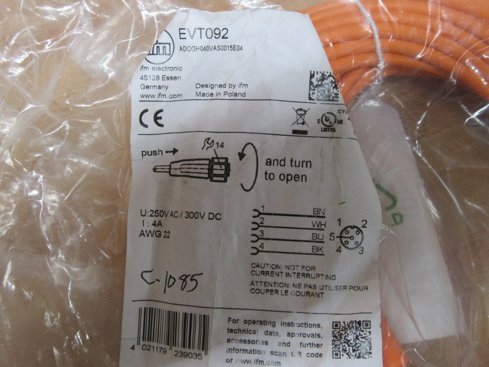 IFM Efector EVT092 Cable ADOGH040VAS0015E04