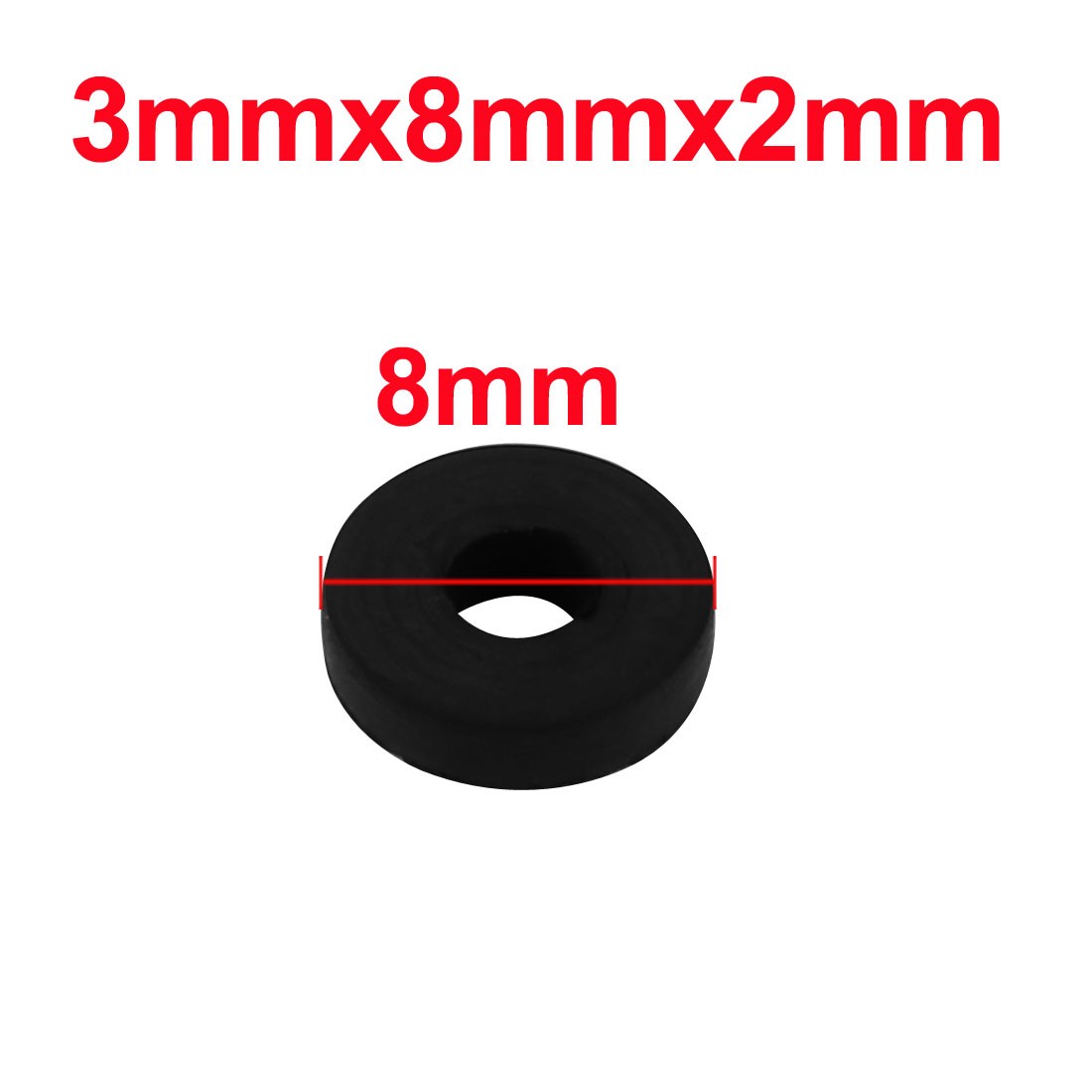 30Pc Black Rubber Round Flat Washer Assortment Size 3x8x2mm Flat Washer