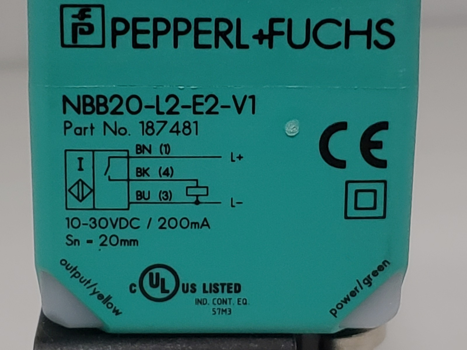 PEPPERL+FUCHS NBB20-L2-E2-V1 PROXIMITY SENSOR 3 WIRE PNP N.O. (187481) NIB