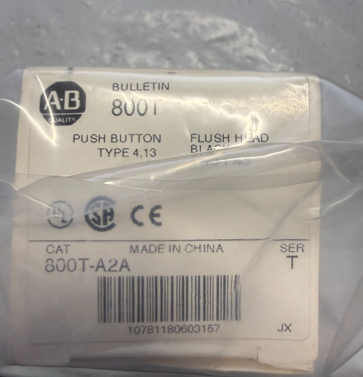 Allen Bradley 800T-A2A /T Push Button Momentary 30mm Black 1NO 1NC-New In Box